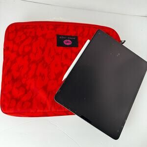 Vtg Dark Romance Betsey Johnson iPad Computer Case Red Animal Print  Protection